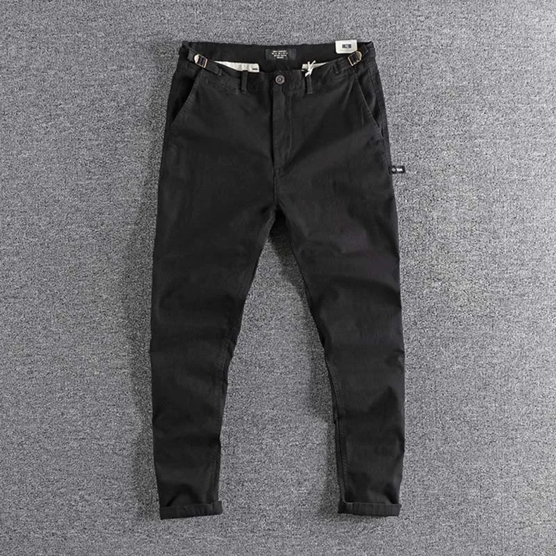 

2019 new arrival European and American men's casual trousers, pure cotton pants, small straight barrel waist wear high quality