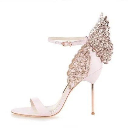 rose gold heels with butterfly