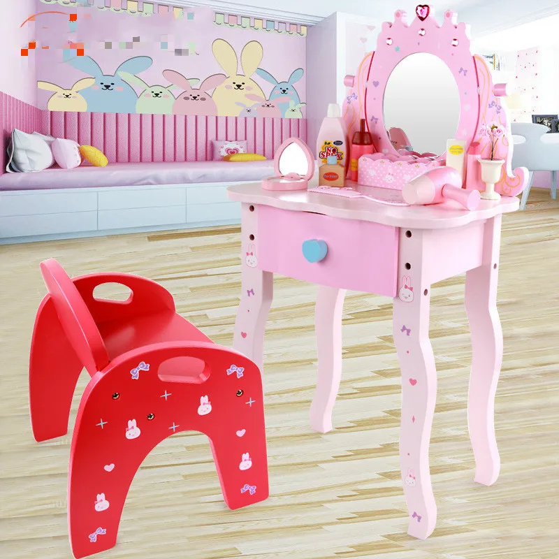 Деревянная принцесса цвет моделирование туалетный столик с табуретом детский сад ролевые игры семья детские игрушки