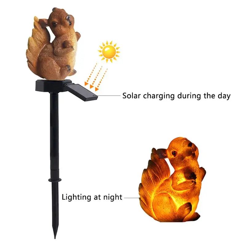 Водонепроницаемая наружная лампа в виде белки на солнечных батареях Светодиодный светильник для сада газон двор дорожка орнамент