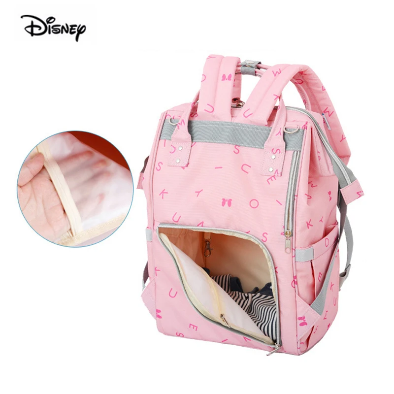 

Original Brand Disney Mickey Mouse Fashion Numbers Waterproof Large Capacity Diaper Backpack For Babies Mom Pink Blue Nappy Bag