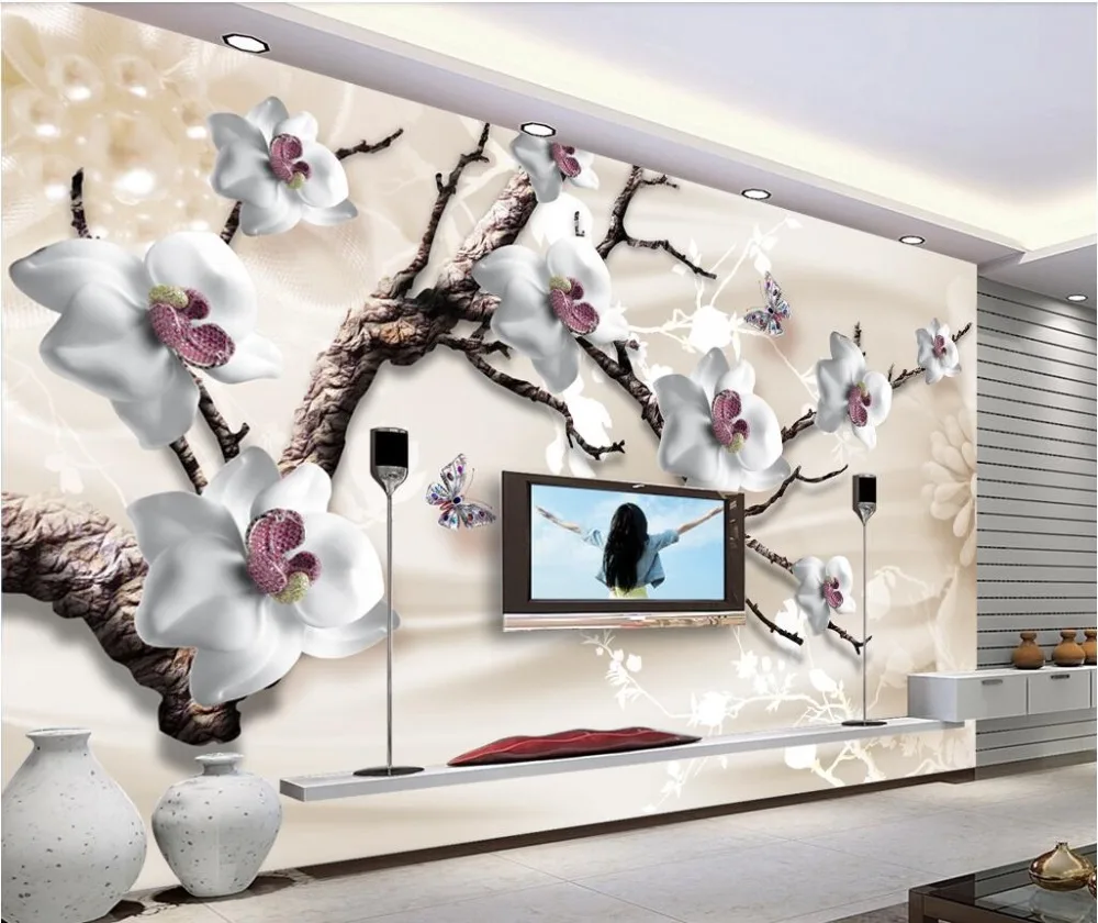 Papel de parede personalizado 3d mural jóias em relevo simples moda novo estilo chinês tulipa fundo ouro rendas jóias flor murais 14