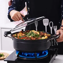 Двойная Ручка суповый горшок кастрюля газовая, индукционная плита суповые горшки кухонные многоцелевые кухонная посуда антипригарная сковорода mx12171802