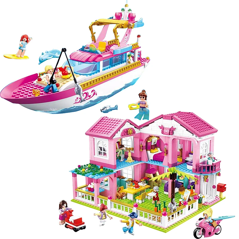 LEGOing Friends Girls Figures City Holiday Seaside Villa Model Creator Building Blocks Toys For Children Gifts LEGOing City