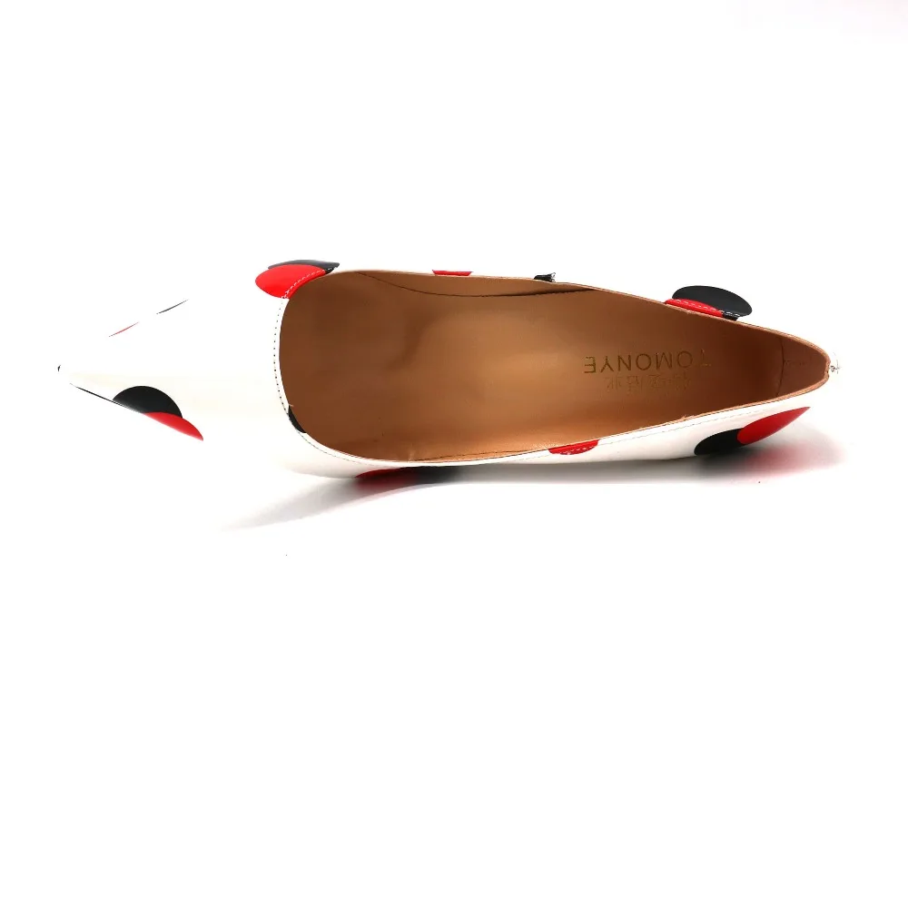Г. Весенние новые стильные женские туфли на высоком каблуке 120 мм из белой лакированной кожи с черным и красным круглым носком, распродажа, размер 33
