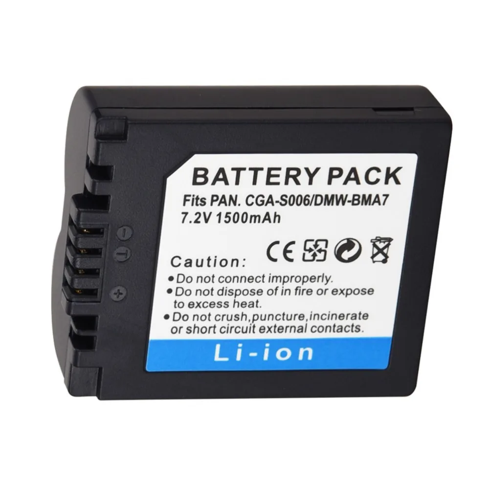 

1500mAh CGA-S006 DMW-BMA7 CGR-S006E Replacement Li-ion Battery For Panasonic Lumix DMC-FZ7 FZ8 FZ18 FZ35 FZ28 FZ38 FZ30 Camera