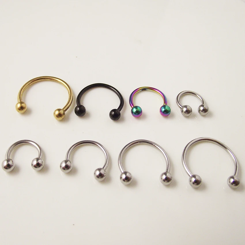 18 Colores Herradura Barbell Circular anillo1.2mm 16g - 16mmDoble Gem