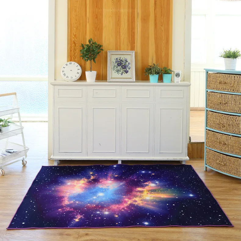 

Cosmic Outer Space Stars/Starry Sky Soft Thicken Coral Velvet Round Carpet and Rug for Kids Living Room Non-slip Absorbent Mats