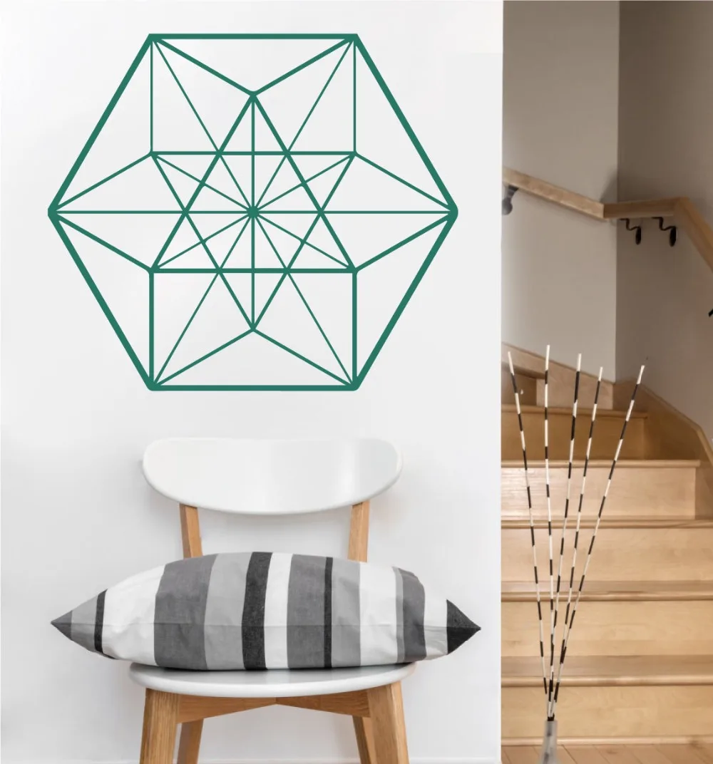 

Modern Design Wall Decal Cuboctahedron Removable Pattern Wall Stickers For Livingroom Geometric Vinyl Simple Home Decor SYY683
