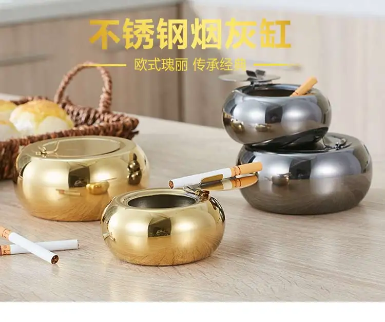 Sealable ashtray Creative thickening drum ashtray Stainless Steel Fashion Bar Supplies with Covers Sealable ashtray Creative thickening drum ashtray Stainless Steel Fashion Bar Supplies with Covers