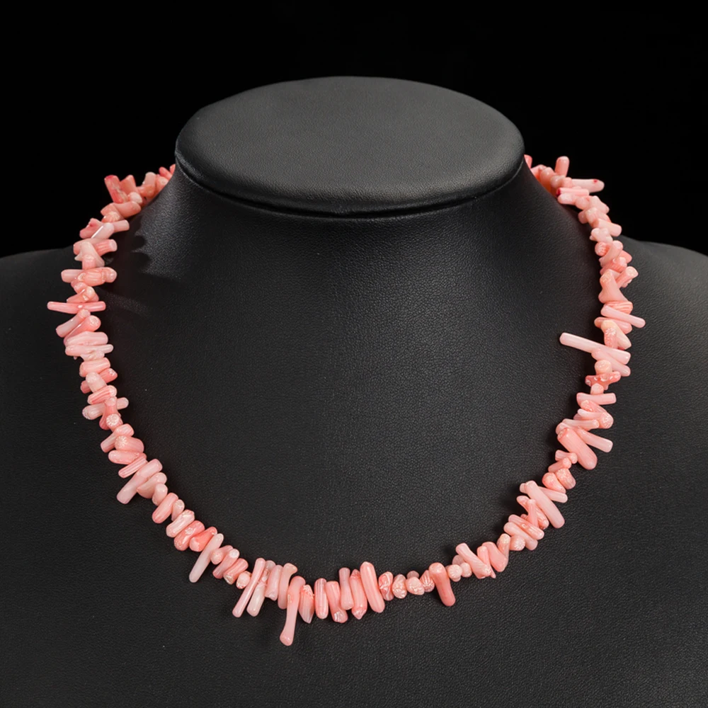 

AMOURJOUX 2018 New Arrival Pink Red White Natural Coral Chain Choker Necklaces For Women Female Bohemian Jewelry