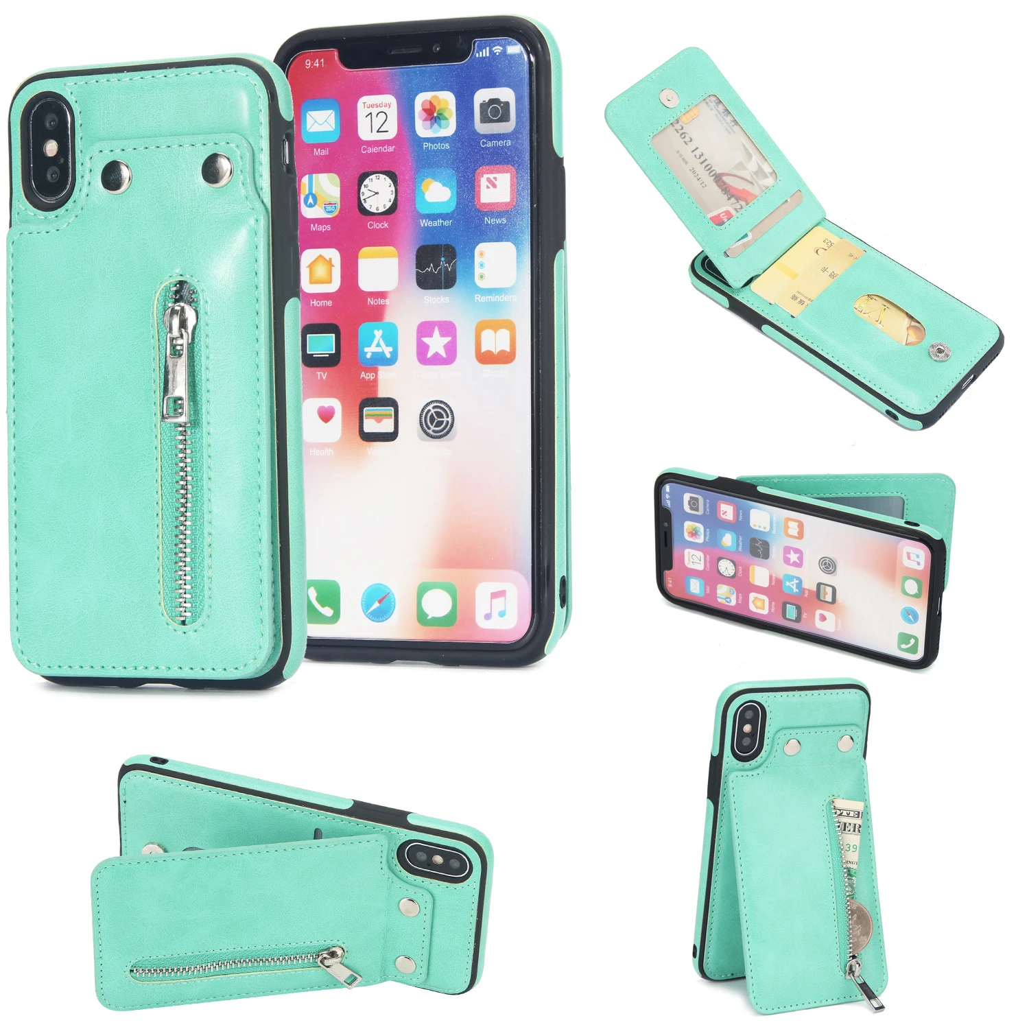 

For Iphone 7 Wallet Case Iphone XR XS MAX Phone Case Luxury Kickstand Cover For Iphone 6 6s 8 Plus Coque Funda With Card Pocket