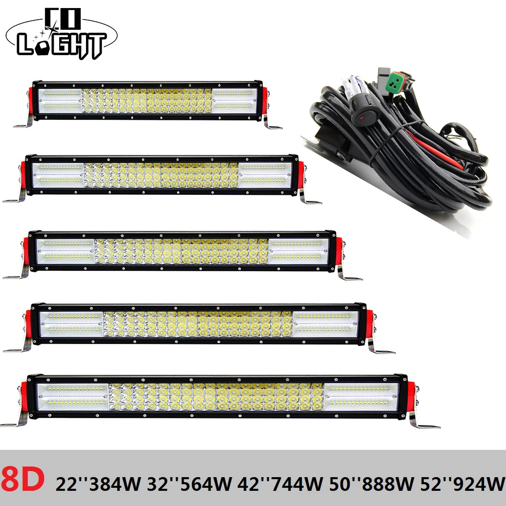 CO светильник Led Bar 22 дюймов 32 42 50 52 ''8D Rampe Led 4-рядный светильник для внедорожного джипа Wrangker Jk Лада Нива 4X4 охотничий трактор