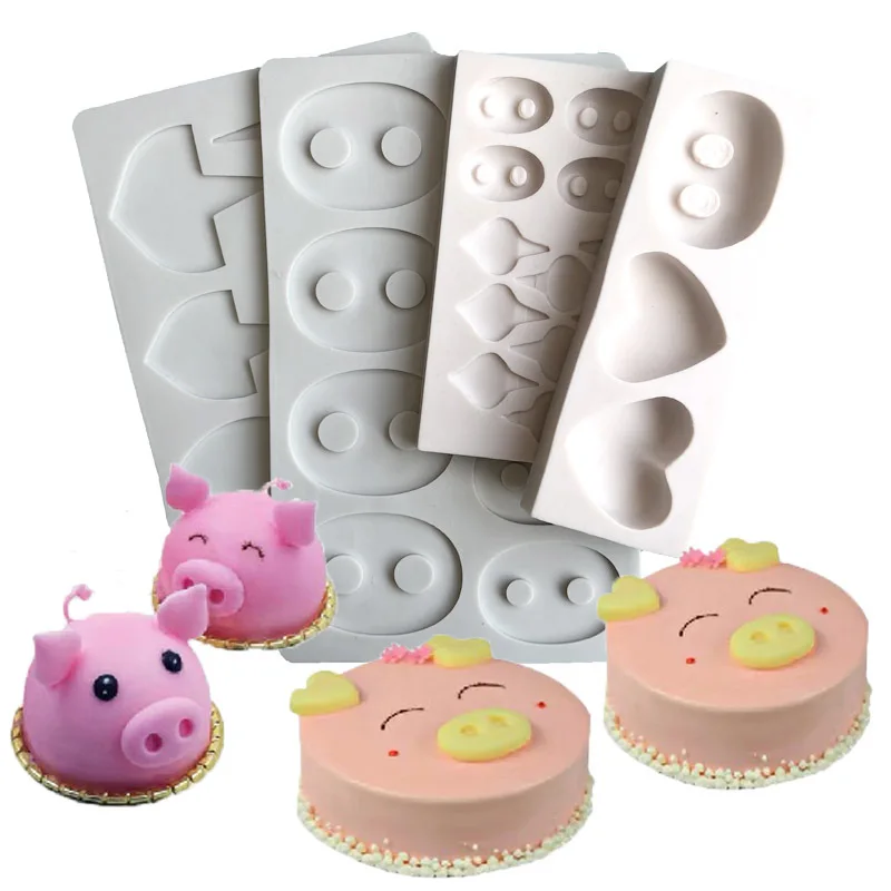 

pig ear nose Chocolate insert mould Paper cup mousse cake Kid birthday cake decoration tools Fondant silicone mold Kitchen