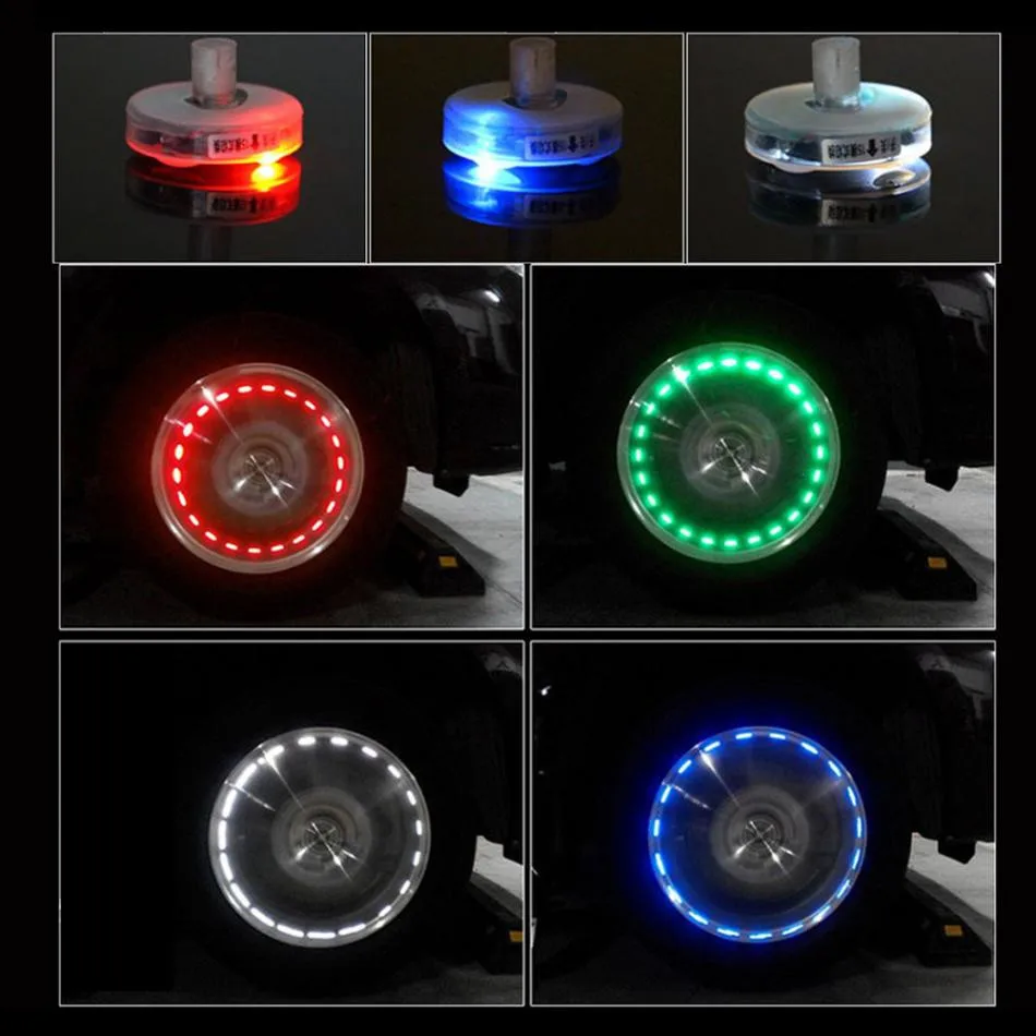 Car Tire Wheel Lights Solar Waterproof Auto Energy Lamp Decorative Tire Air Valve Cap Colorful LED02