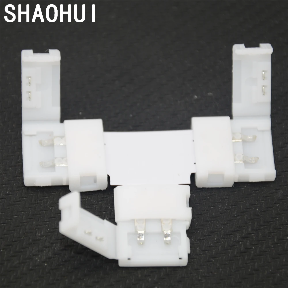 

10pcs/lot ' T 'Shape 10mm 2pin 5050 led Strip connector Quick Splitter No soldering Connector for SMD5050 single color led strip