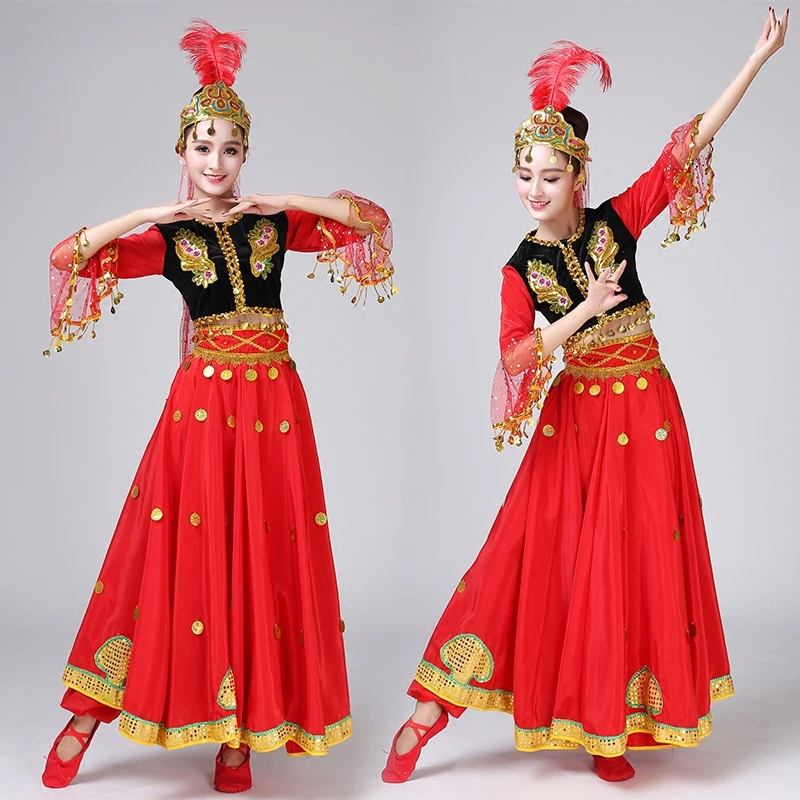 Синьцзян танцевальные представления костюмы уйгур миноритарное платье сценический костюм Синьцзян танец r
