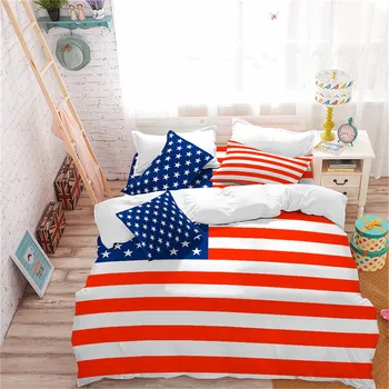 

American Flag Bedding Set Independence Day Star Striped Flag Duvet Cover Patriot Theme Quilt Cover Pillowcase Bedclothes 3Pcs