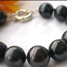 " 11-13 мм круглый Tahitian черный fw перл браслет 925 серебро Благородный стиль Природных Тонкой jewe Быстрая