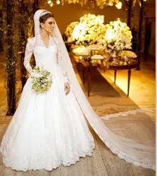 Vestido De Casamento Vestido De Noiva 2019 сексуальные плюс размеры Свадебные платья Винтаж кружево с длинным рукавом свадебное платье развертки Поезд