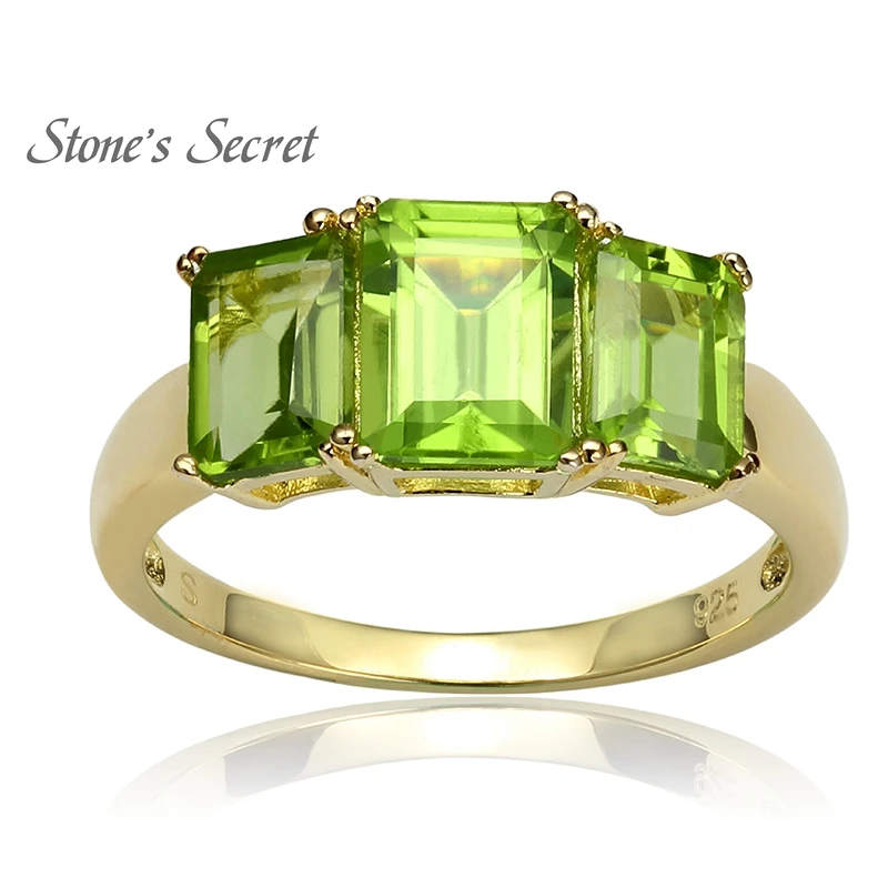 

2.50ctw Rectangular Octagonal Manchurian Peridot 18k Gold Over Silver Ring