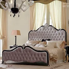 Французский стиль классический дизайн Королевский деревянные резные king size кроватью 0402