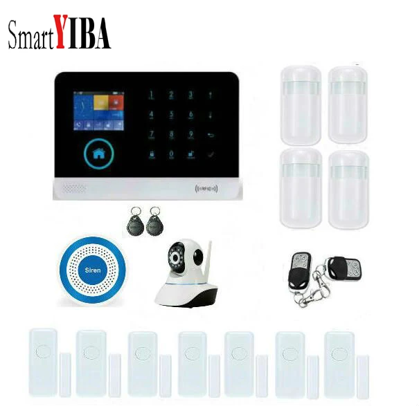 SmartYIBA IOS Android App Control Door Sensor PIR Motion Sensor WIFI Camera Intelligent Security Alarm System Support 2G Signal цена SmartYIBA IOS Android App Control Door Sensor PIR Motion Sensor WIFI Camera Intelligent Security Alarm System Support 2G Signal цены онлайн