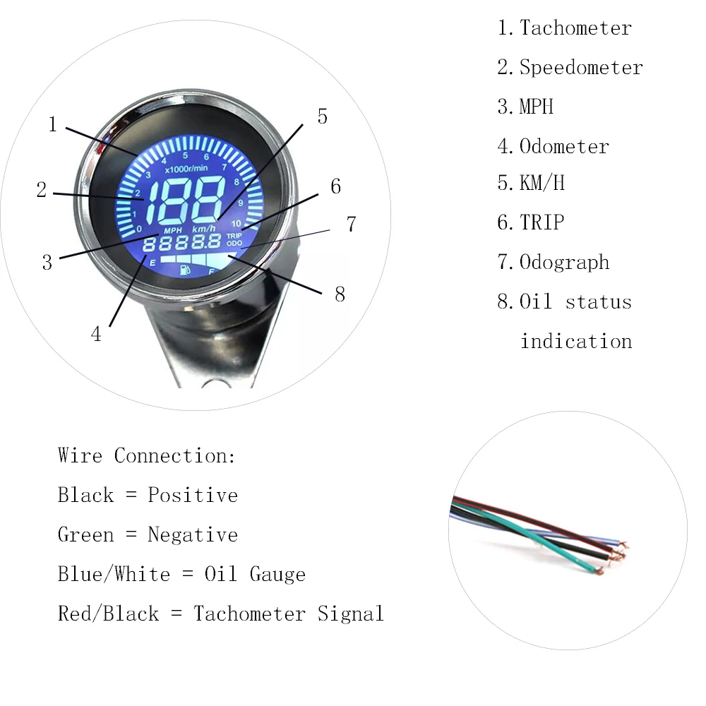 12 В Ретро Мотоцикл Спидометр ЖК цифровой тахометр одометр датчик топлива на заказ для Harley Honda Yamaha Suzuki Touring