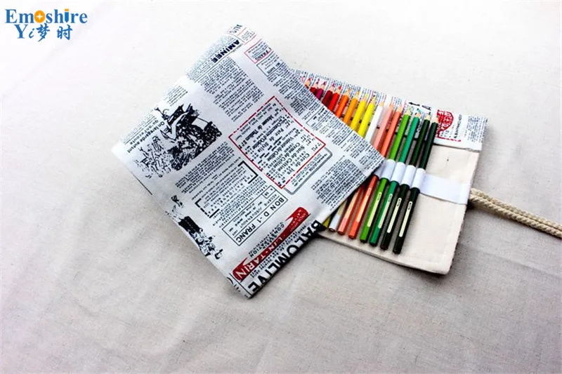 Emoshire English canvas color lead painting roller blind men and women pupils pencil pencil case pencil case Meng (9)