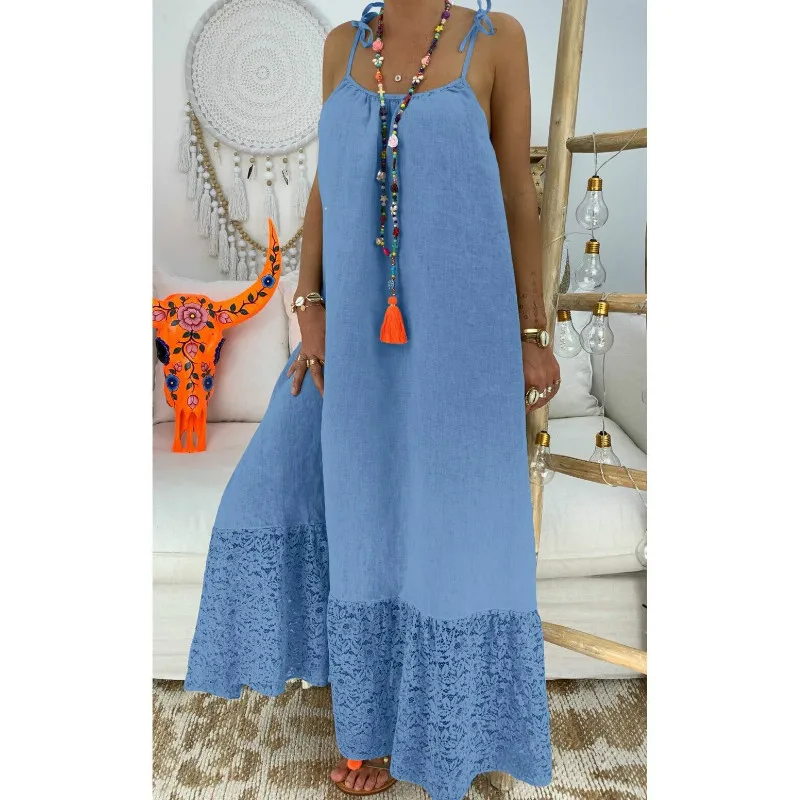 Для женщин Летнее праздничное пляжное Свободные повседневные платья без рукавов с Повседневное негабаритное платье - Цвет: Синий