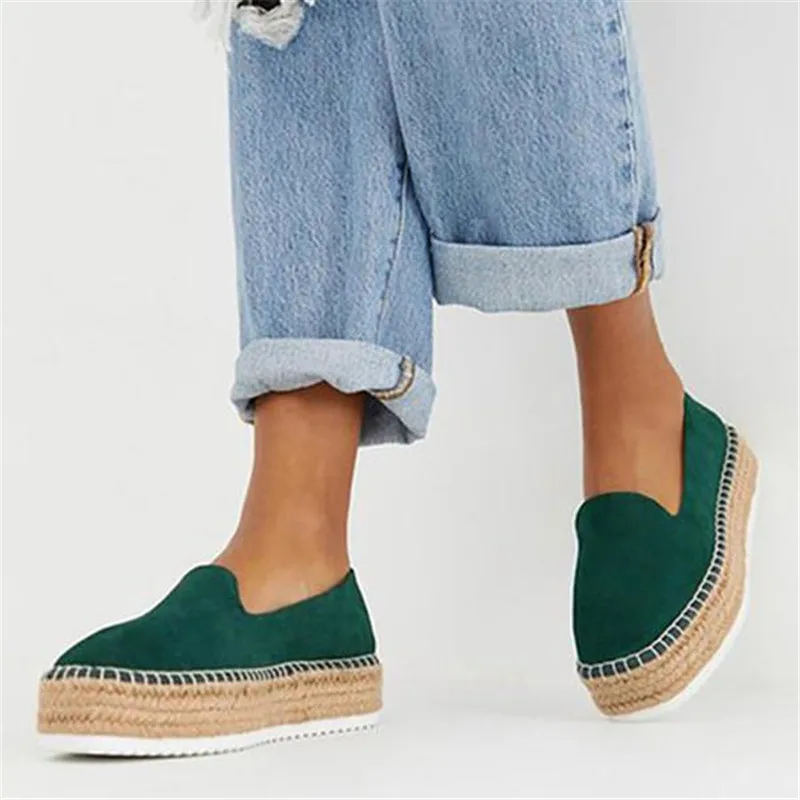 

HEFLASHOR Faux Suede Espadrilles Shoes Slip-on Casual Loafers Women Platform Flats Ballet Comfortable Ladies Shoe Zapatos Mujer
