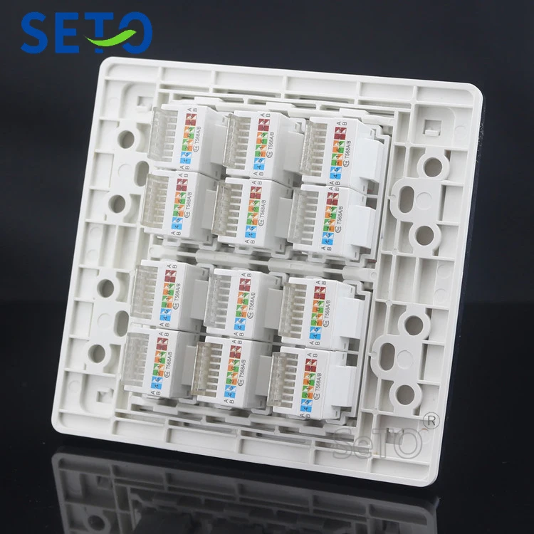 SeTo 120 Type 12 Ports RJ45 Cat5e Network Lan Socket Panel Outlet Wall Plate Keystone Faceplate