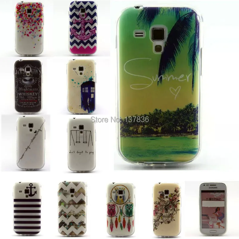 Fashion Floral Zebra Design Soft TPU Phone Cover For Samsung Galaxy S Duos s7562 Case 7562 Free Shipping |