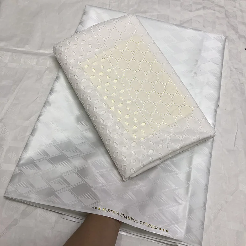 

White 2019 Swiss Voile Lace in Switzerland High quality 3+2Yards Bazin Riche Getzner fabric New Dubai Lace African French fabric