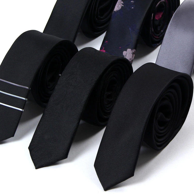 

Top Quality Mens Ties Designers Brands Fashion New Business 5cm Slim Black Tie for Men Casual Skinny Necktie Pack with Gift BOX