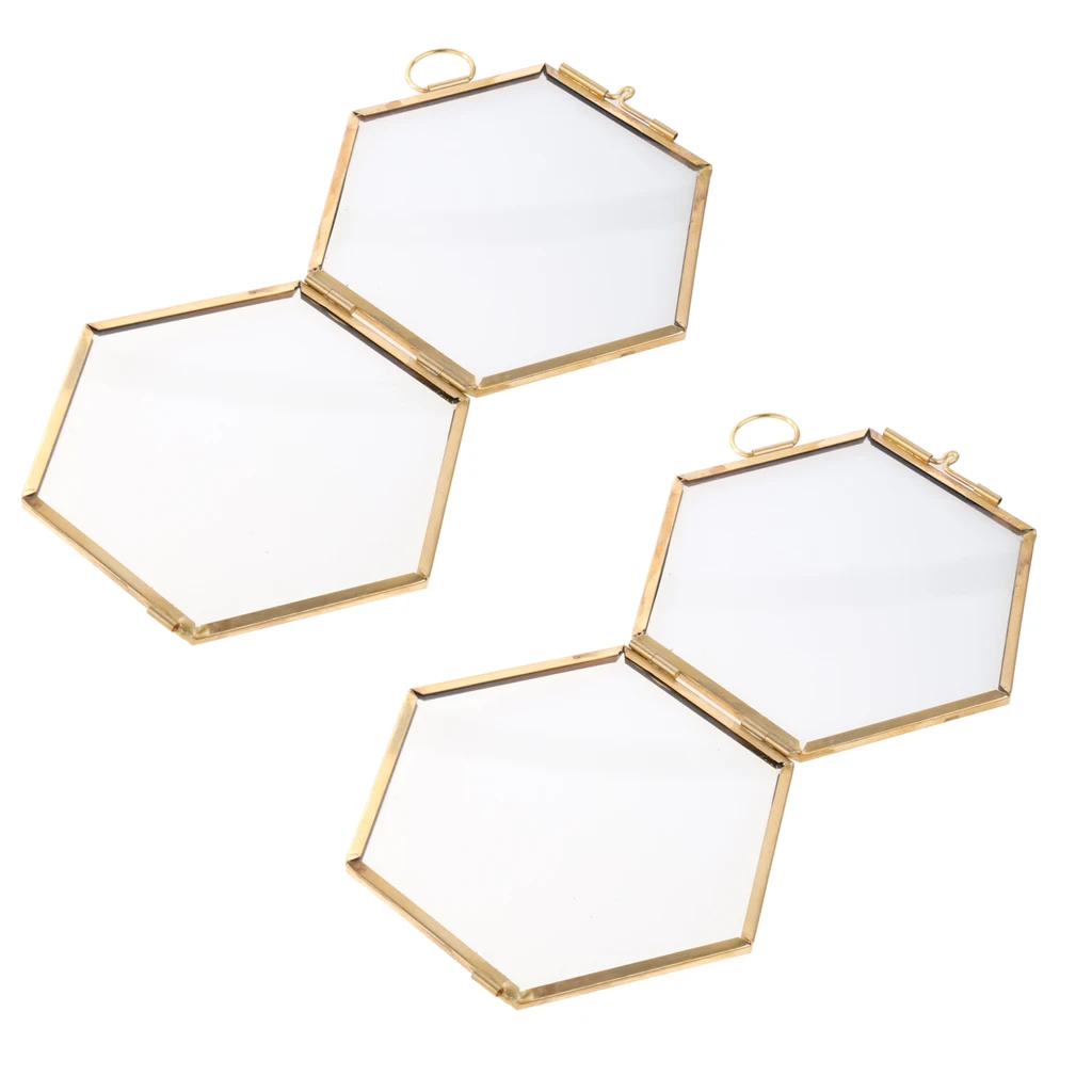 Pack of 2, Metal Glass Photo Picture Frame Wall Hanging Photo Frame Postcard Flower Display Home Decor Collection Craft