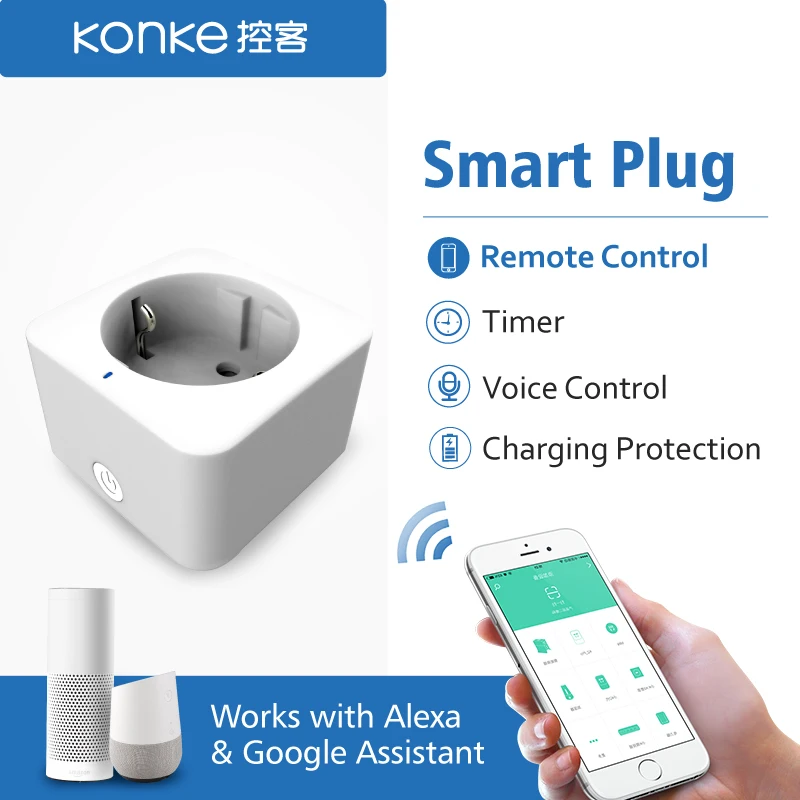 

WiFi Smart Plug EU US Adaptor Wireless Remote Voice Control Power Energy Monitor Outlet Timer Socket for Alexa Google Home