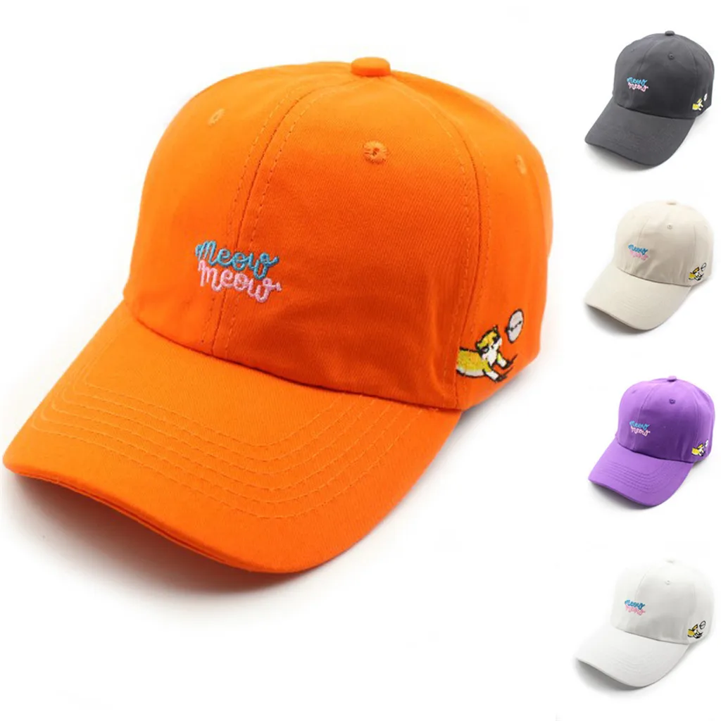 

Cartoon letters embroidered kitten baseball cap curved eaves hat versatile men and women cap Adjustable L311