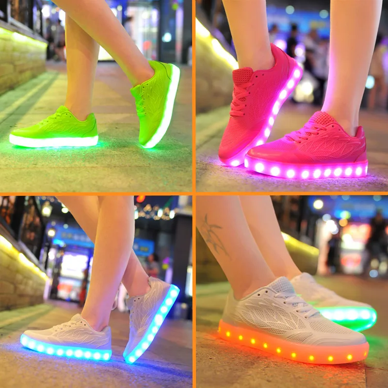 Size 34 40 New Summer Led Fiber Optic Shoes for girls boys men women