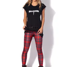 Женские красные леггинсы в шотландскую клетку, модные Клетчатые Леггинсы в стиле панк, сексуальные женские леггинсы в шотландскую клетку