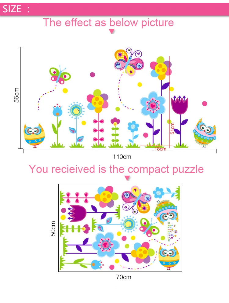 DIY Детский сад детская комната украшает стены милый сова цветок наклейки на стену в домашнем украшении стены, чтобы наклеить на стену