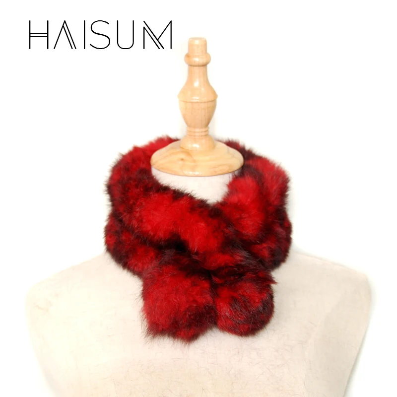 Женский шарф зимний 2018 брендовый роскошный вязаный настоящий меховой воротник