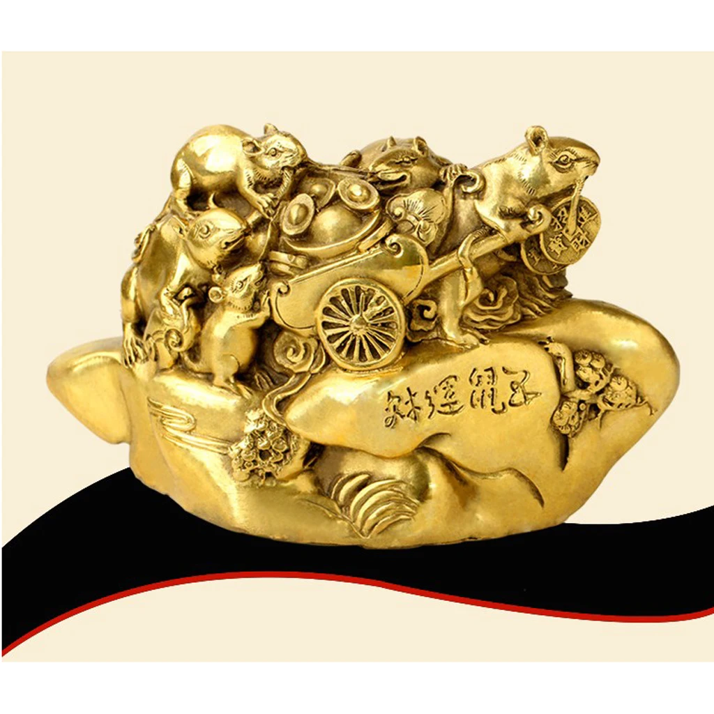Chinese Traditional Fengshui Coins Money Attractor Decor Figurines Statue Figure Craft Golden Plated 3-7inch	