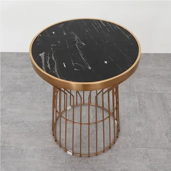

50cm(19") Round Marble Coffee Table / 60cm(23") High Wire Mesh Stand