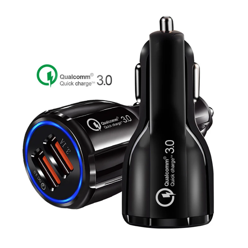 Car USB Charger Quick Charge 3.0 Mobile Phone Charger 2 Port USB Fast Car Charger for iPhone Samsung Tablet Car-Charger