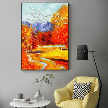 Online Abstrakte Orange Herbst Straße Leinwand Malerei Gelb Poster Drucken Erstaunliche Wand Kunst Bild Für Wohnzimmer Moderne Tableau Salon