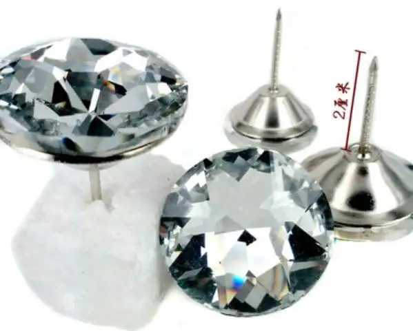 

6size 200pcs glass Diamond Pattern Crystal Upholstery Nail Button Tacks Studs Pins Dia Sofa Wall Decoration Furniture Accessory