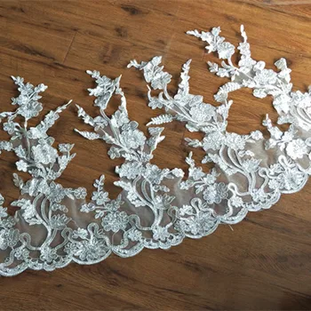 

55cm or 21.65inch wide (3yards/lot)Free Shipping Off White Alencon lace Trim with Sequines, Bridal Wedding Lace Trim Accessories