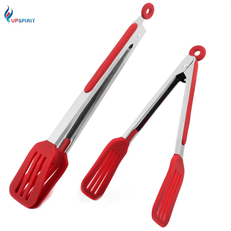 Upspirit-Pinzas antideslizantes de silicona para alimentos, pinzas anticalor para hornear, pinzas de pastelería para barbacoa, utensilios de cocina