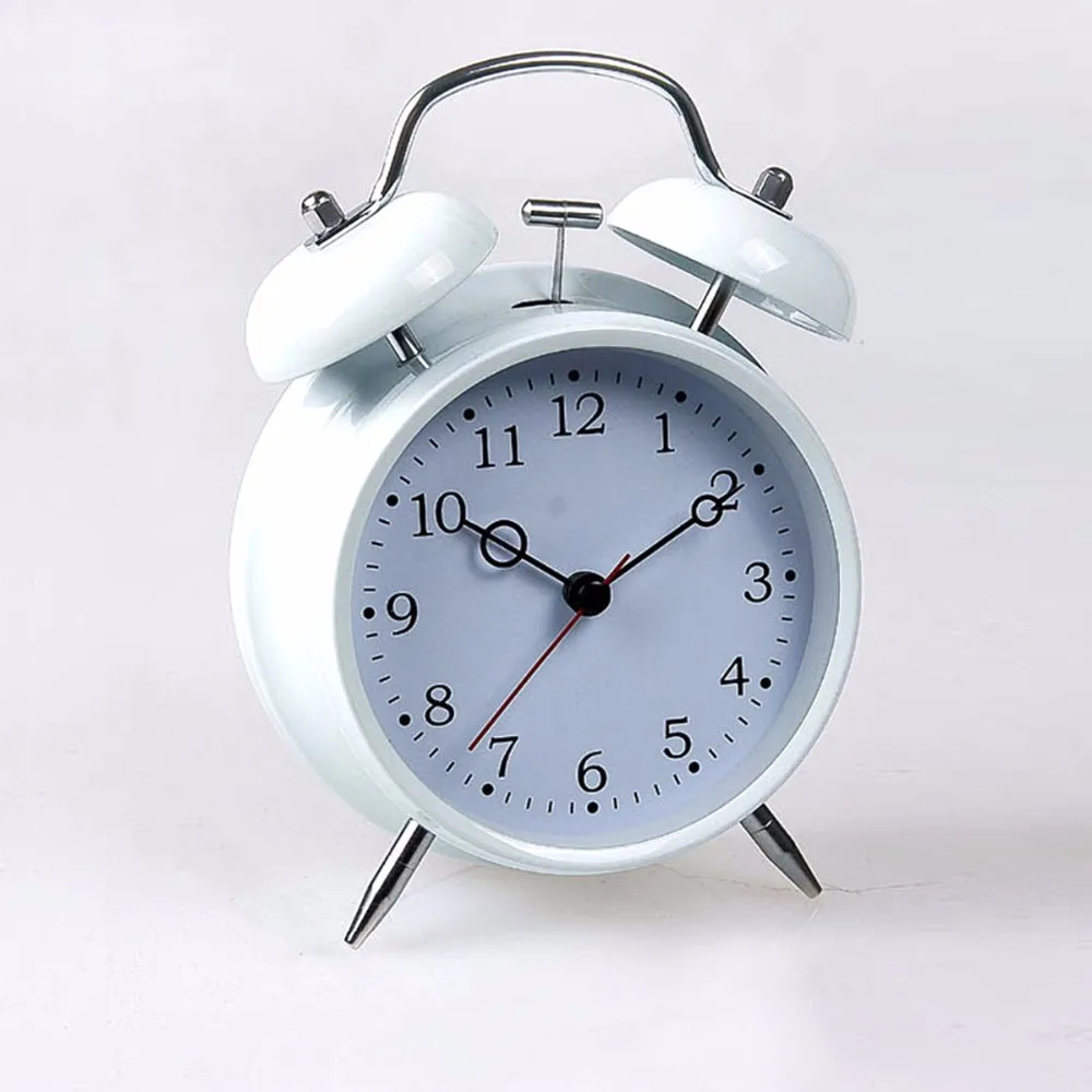 Винтаж 3D Металл Джоу будильник Двухместный Белл стол Часы twin кольцо часы Офис немой ночник часы-футов